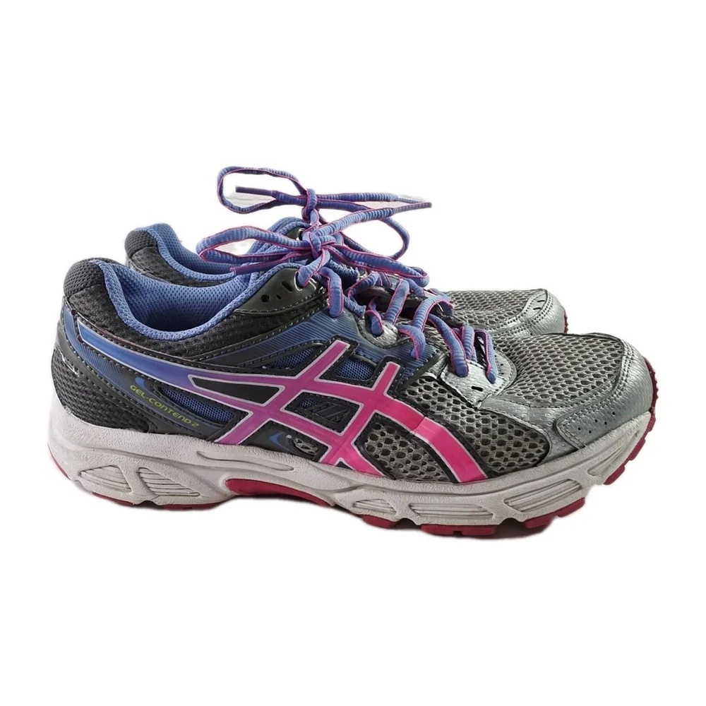 Asics Gel Contend 2 Women's A390713 Running Sneakers Size 8 Pink/Blue/Silver